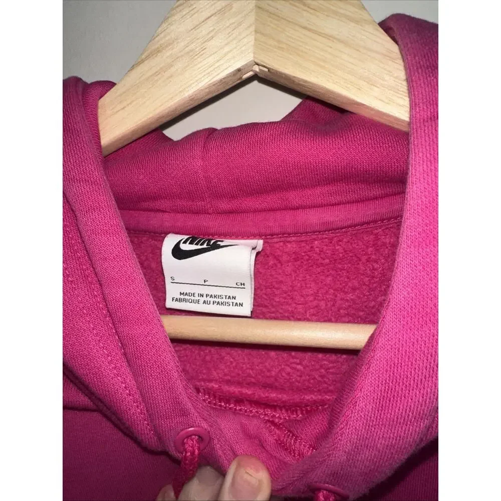 Nike Sportswear Oversized Essential Fleece Hoodie Women Small Pink Center Swoosh
